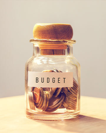 Money in a budget jar